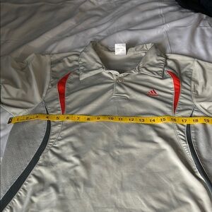 Adidas Gray and Red Polo Shirt V-Neck Athletic